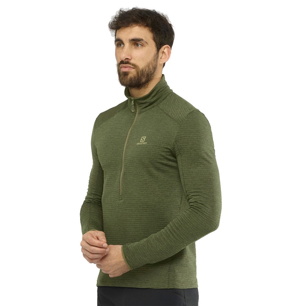Salomon Men’s Olive Green Half-Zip Long Sleeve Training Shirt